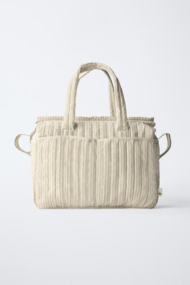 BOLSA MATERNIDAD RAYAS - Marrón Camel de Zara - Imagen 0