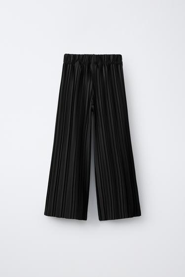 PANTALON PLISSÉ À JAMBES LARGES - Noir de Zara - Image 1