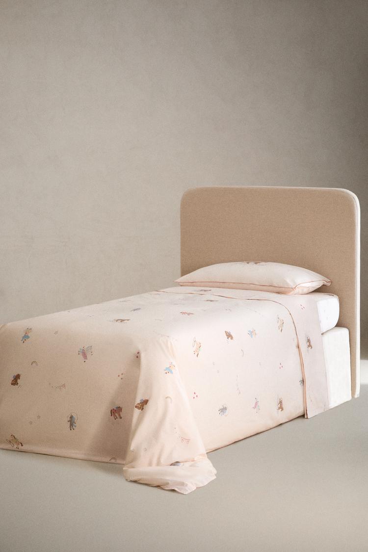 REVERSIBLE KIDS UNICORN DUVET COVER — Light pink