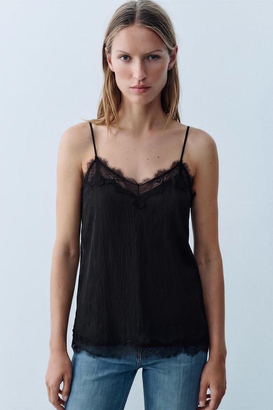 TOP LENCERO SATINADO - Negro de Zara - Imagen 0