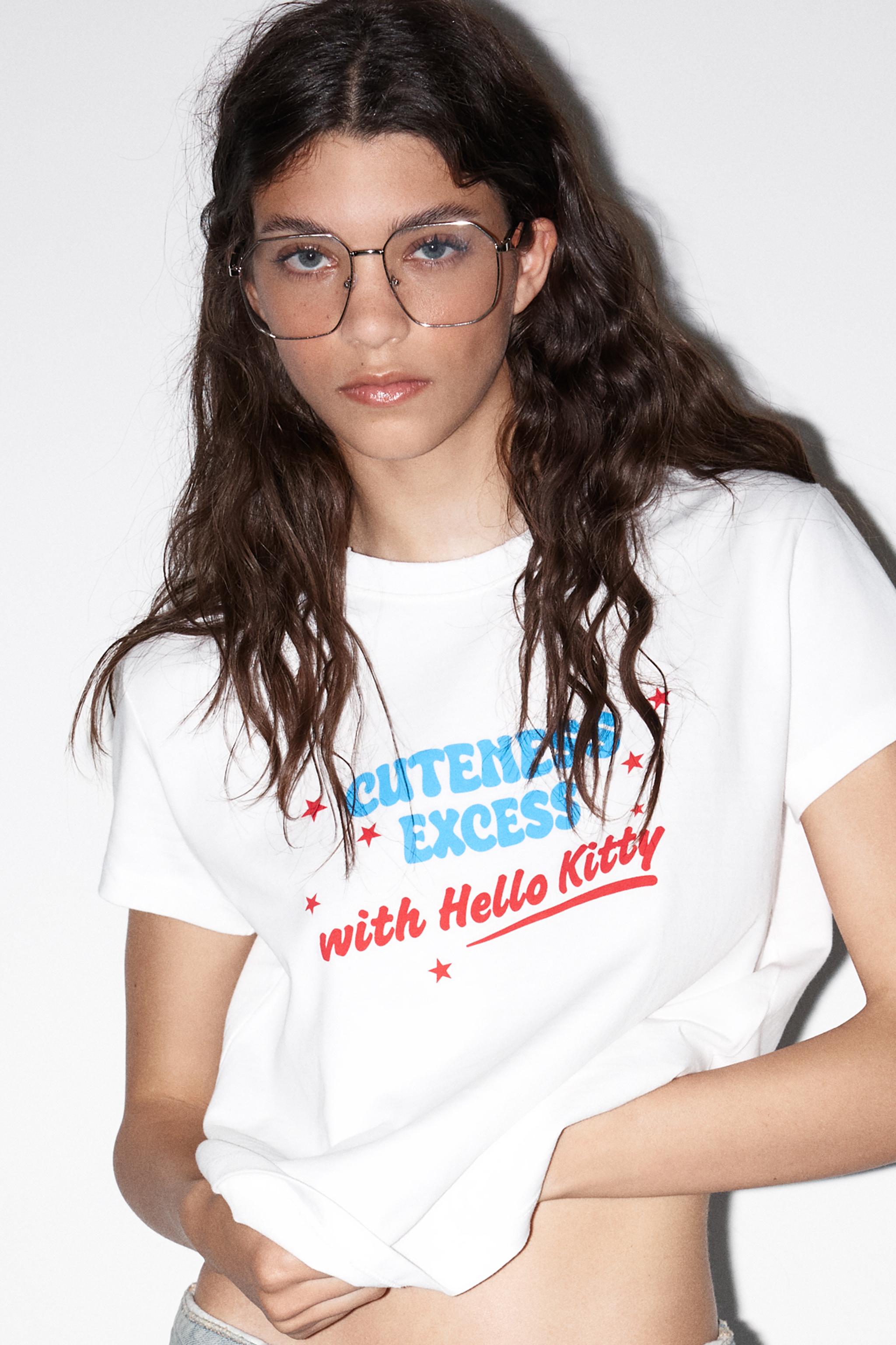 ★ZARA★HELLO KITTY ウォッシュドエフェクト*Tシャツ ホワイト HELLO KITTY © 2025 SANRIO ウォッシュドエフェクトTシャツ