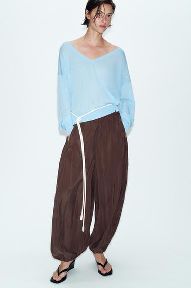 SAROUEL TROUSERS WITH ELASTIC WAIST - Brown by Zara - Image 0