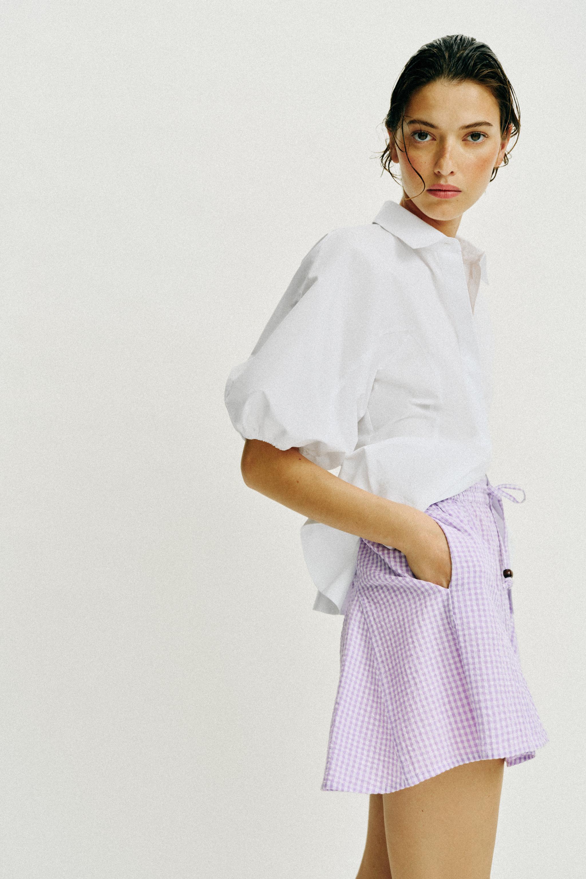 GINGHAM CHECK FLARED SKORT