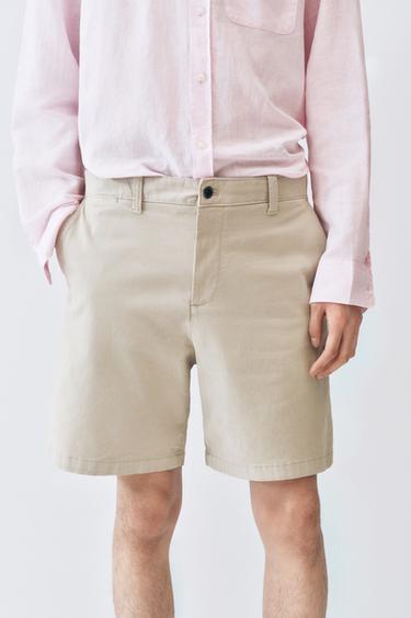 REGULAR FIT CHINO BERMUDA SHORTS - Beige by Zara