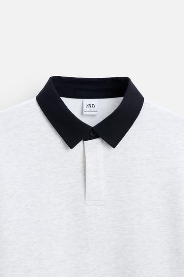 SWEAT POLO COL CONTRASTANT - Gris chiné de Zara - Image 7