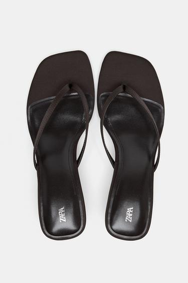 SANDALES KITTEN HEEL SATINÉES - Marron de Zara - Image 6