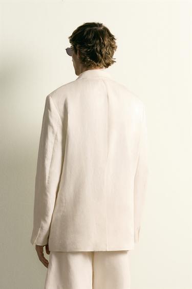 VESTE À BOUTONNAGE CROISÉ EN VISCOSE ET LIN - Blanc cassé de Zara - Image 2