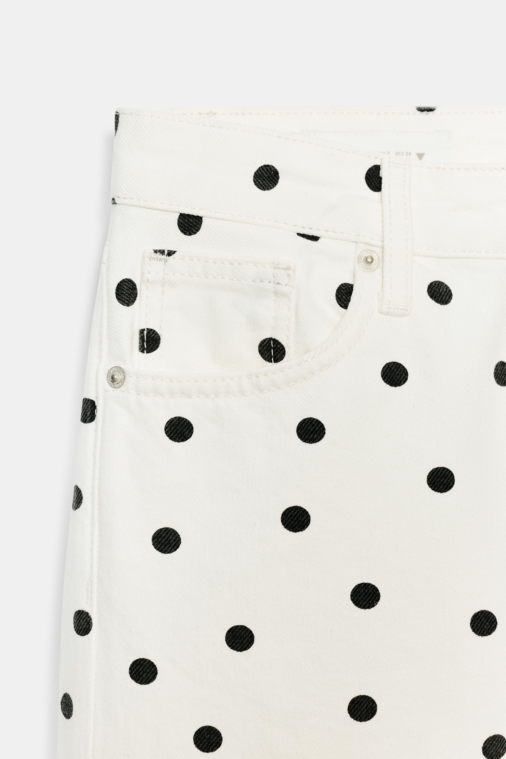 TRF LOW RISE WIDE LEG POLKA DOT JEANS