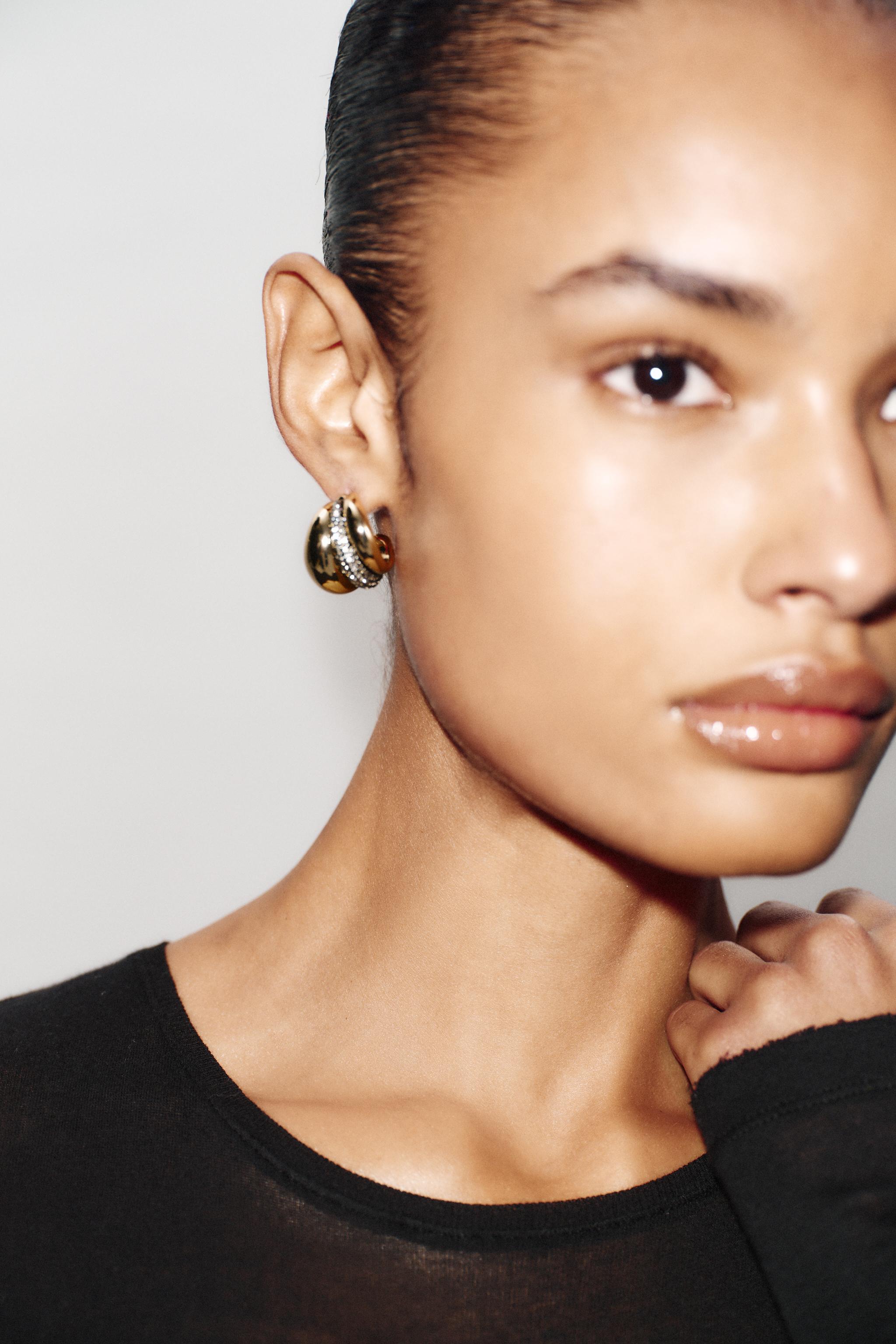 BOUCLES D'OREILLES CRÉOLES TRIPLE BRILLANTES