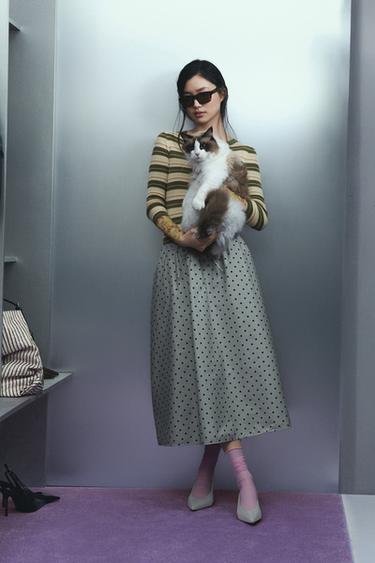 Zara 真皮露跟中跟鞋 - 淺灰色 - 圖片 0