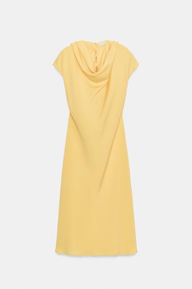 ZW COLLECTION FLOWING MIDI DRESS - Yellow by Zara - Image 5