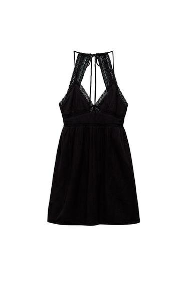 LACE TRIM SHORT DRESS