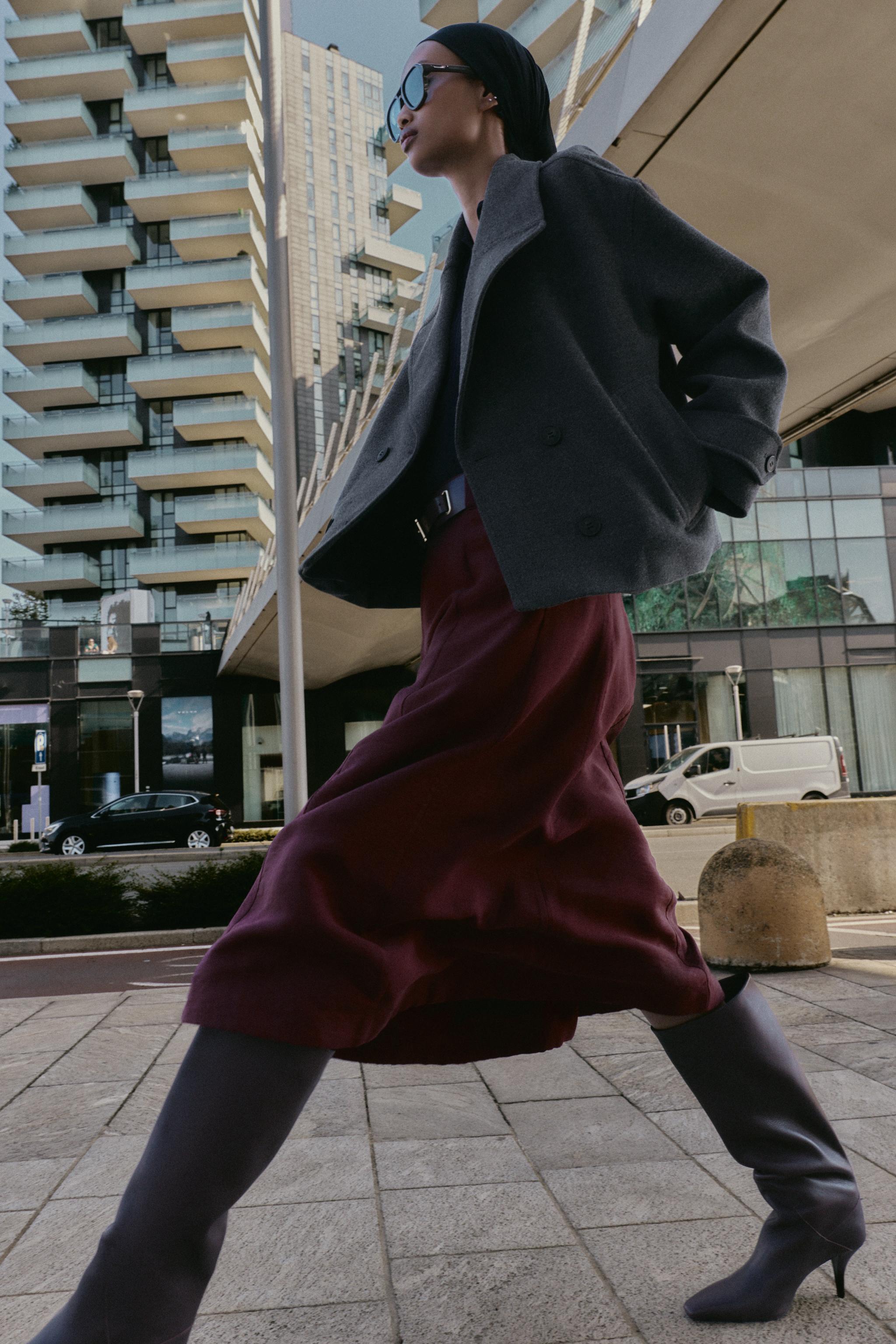 BELTED MIDI A-LINE SKIRT - Eggplant | ZARA United States