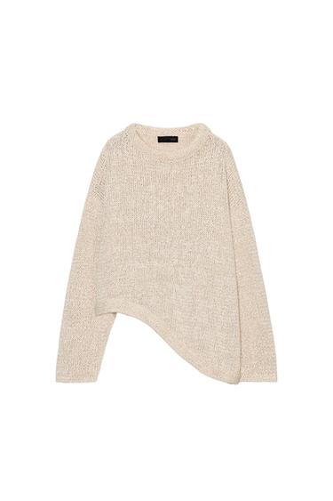 ASYMMETRIC KNIT JUMPER - Ecru / Beige by Zara