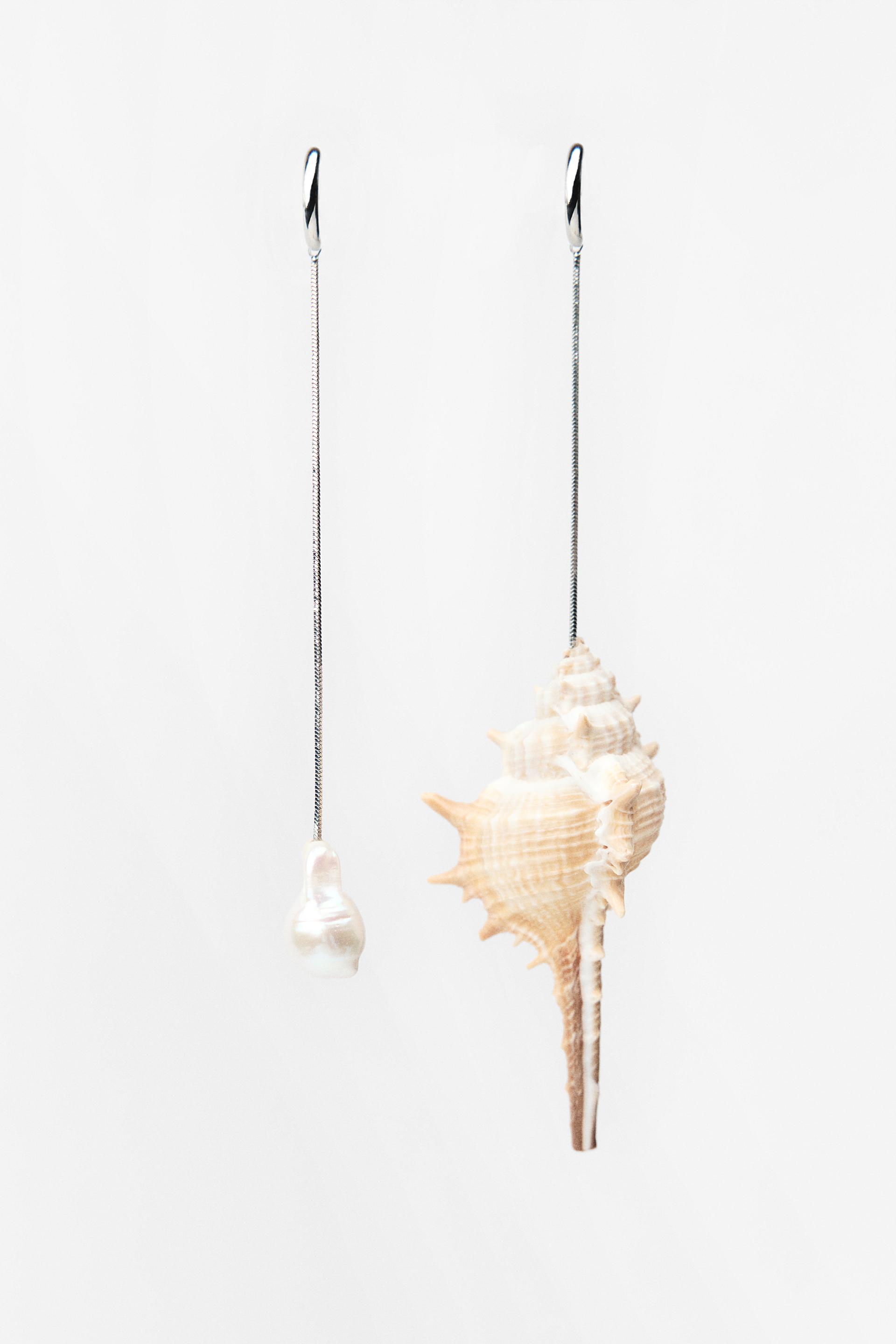 CERCEI EAR CUFF CU MELC ȘI PERLĂ Argintiu ZARA România