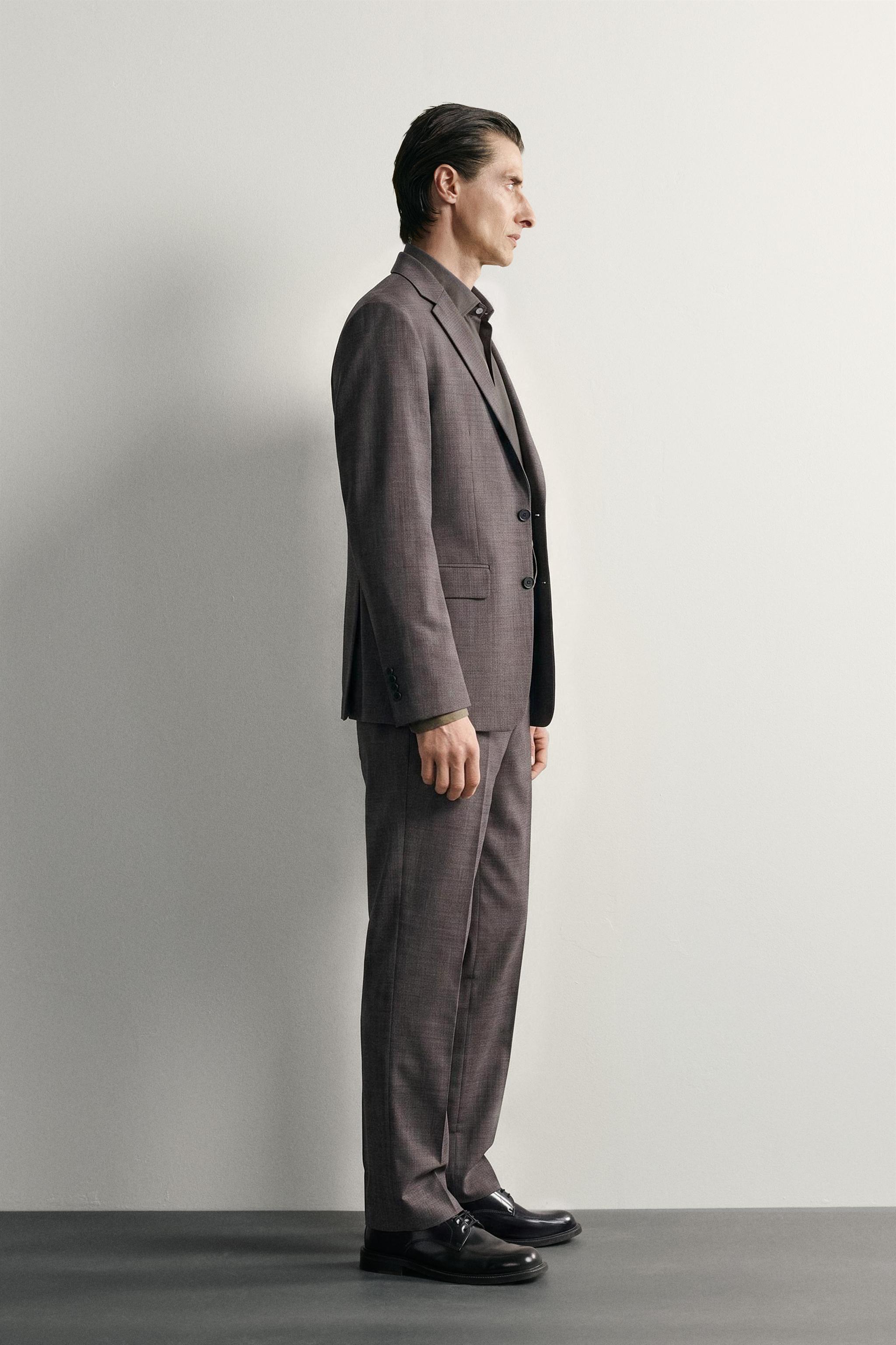 WOOL-BLEND CHECKED SUIT BLAZER