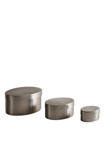 OVAL STAINLESS STEEL BOX - Dark silver by Zara