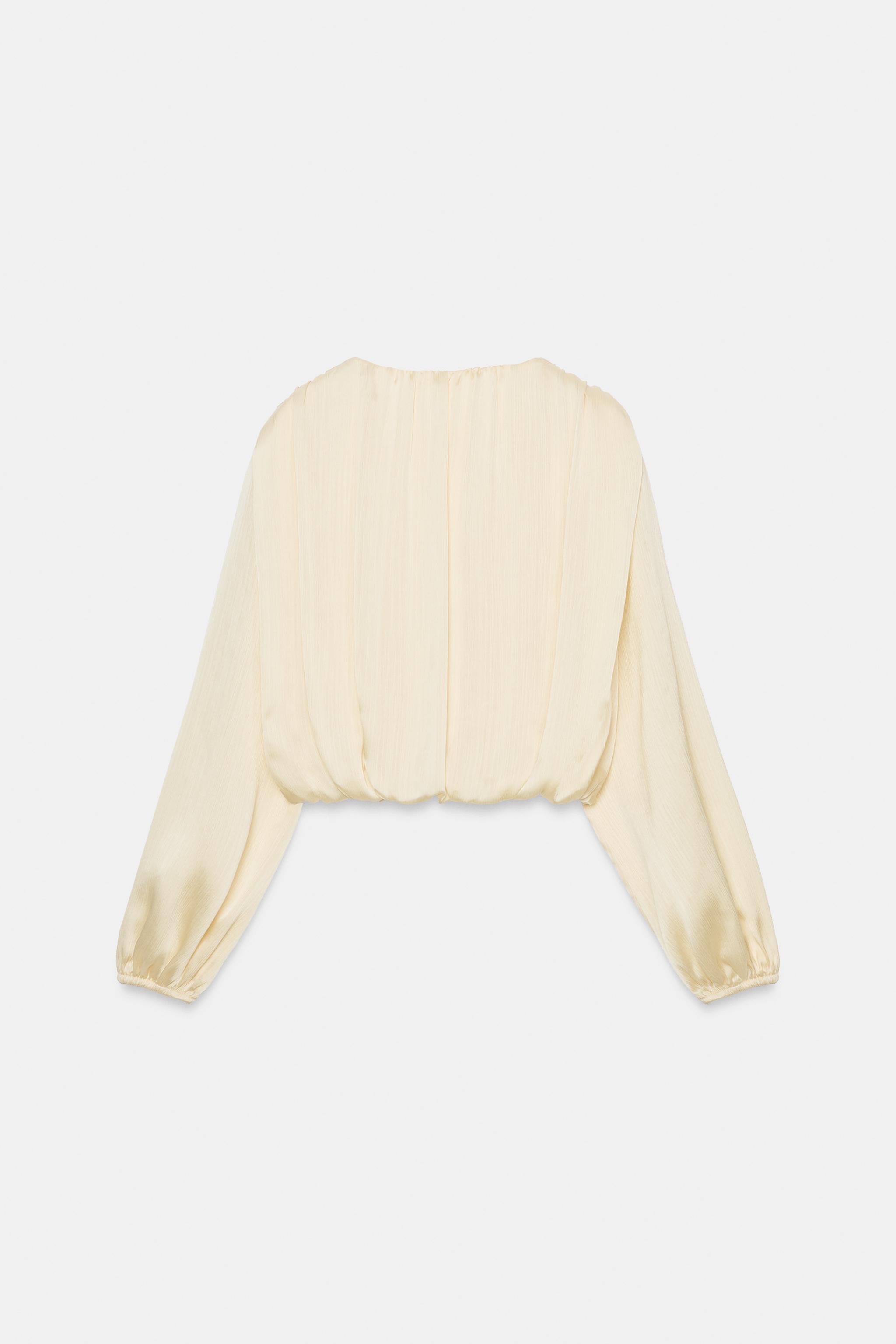 サテン地バルーンブラウス - オフホワイト | ZARA Japan / 日本