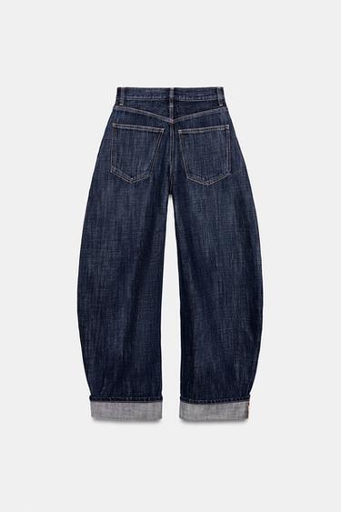 TRF BARREL FOLDED MID-RISE JEANS - Dark indigo by Zara - Image 8