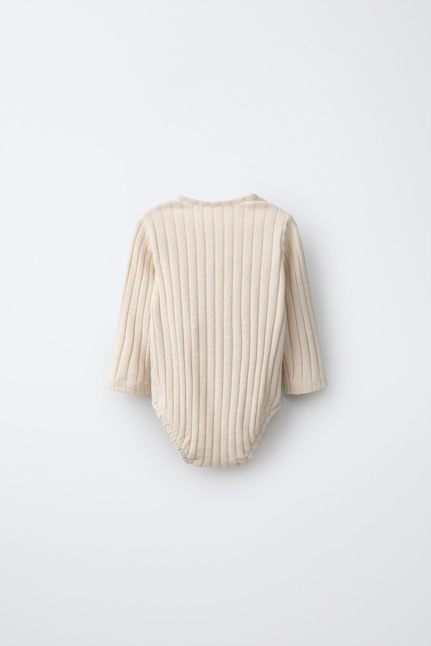 Боди для детей, с планкой на пуговицах, в рубчик — Zara, цвет: Светлый бежевый — фото 2