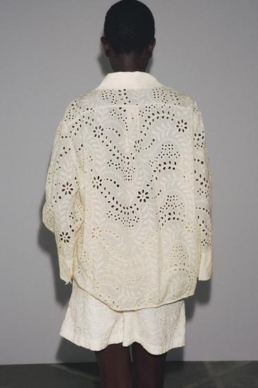 ZW COLLECTION CUTWORK EMBROIDERY BERMUDA SHORTS - camel by Zara - Image 2