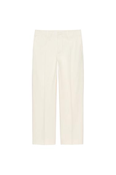 PANTALLONA CROPPED ZW COLLECTION - Ngjyrë natyrale nga Zara