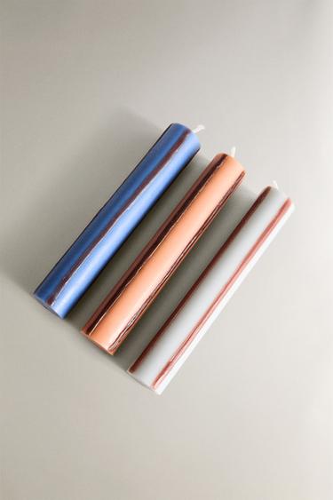 PACK OF LONG STRIPED CANDLES (PACK OF 3) - striped by Zara - Image 1