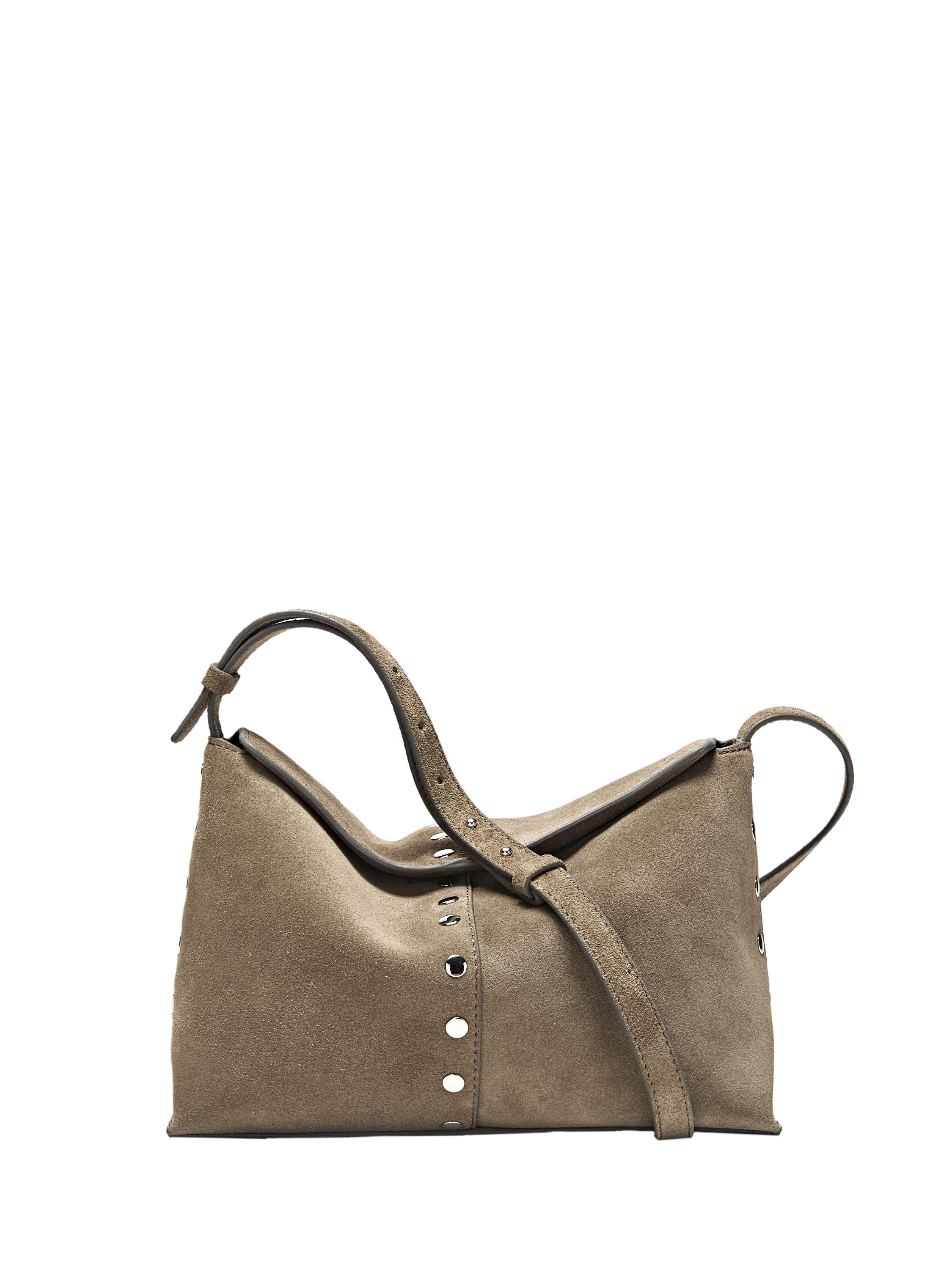 Split leather bag with stud details