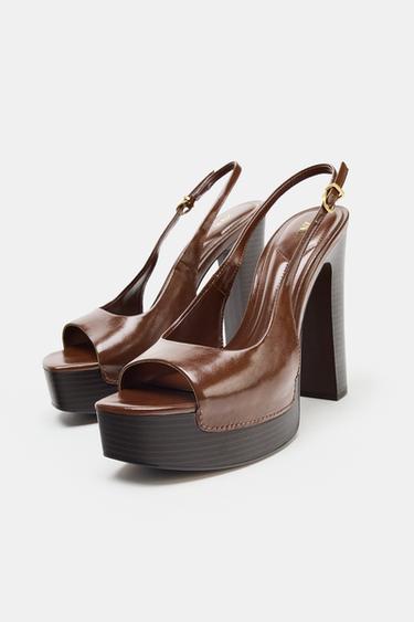 PLATFORM SANDALS - Brown by Zara - Image 3