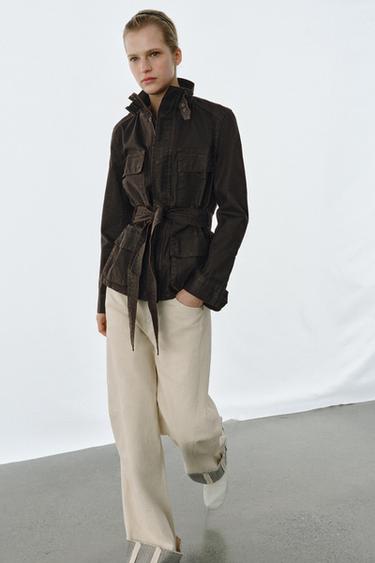 ÁO KHOÁC HIỆU ỨNG PHỦ SÁP ZW COLLECTION - Màu nâu từ Zara