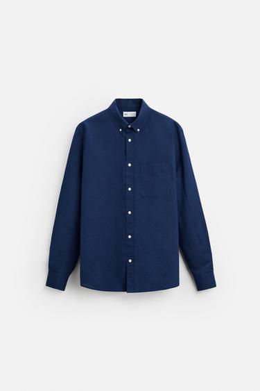 COTTON - LINEN SHIRT - Bluish by Zara
