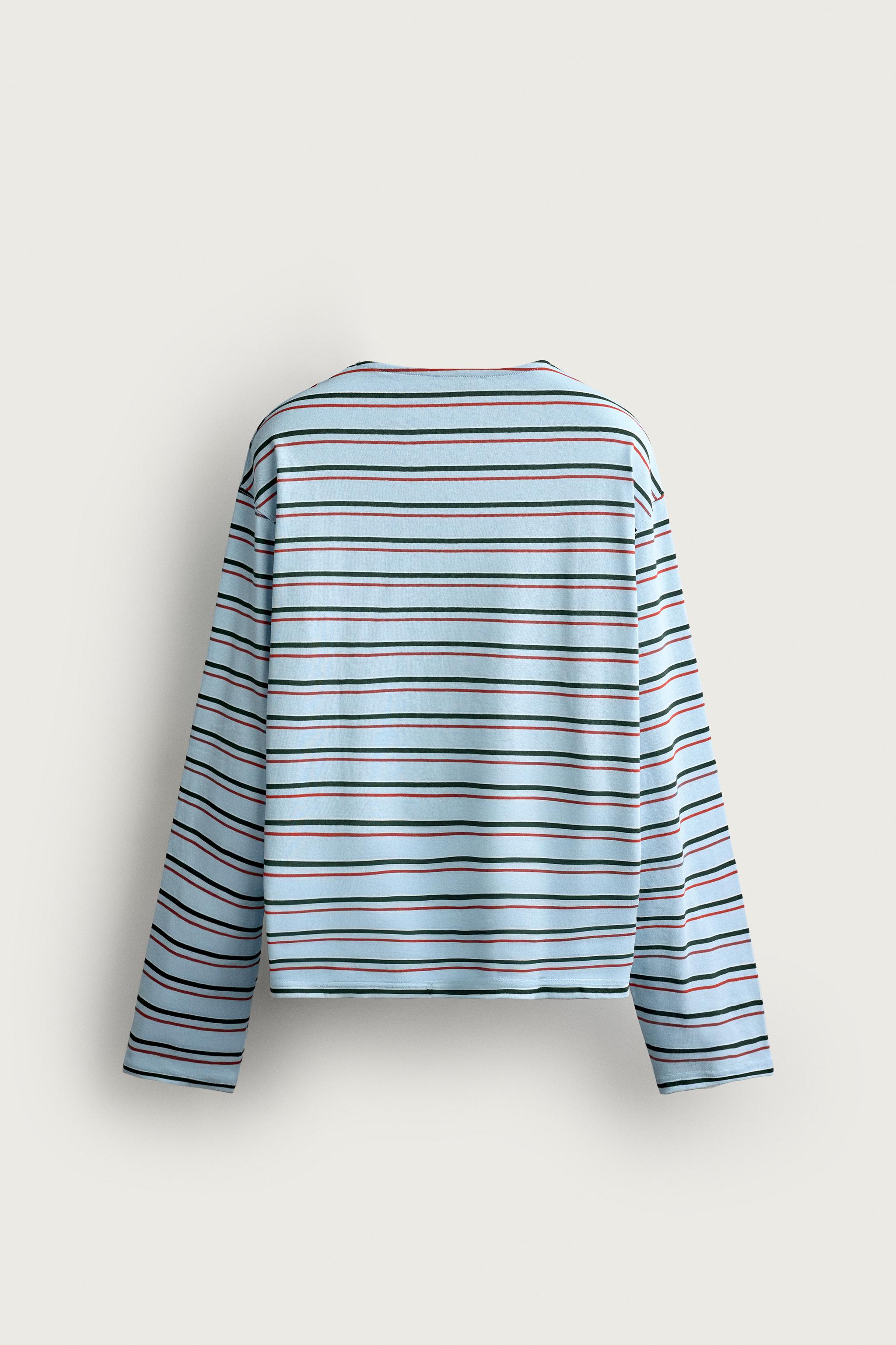 Мужские футболки Zara STRIPED JACQUARD T-SHIRT — фото 9