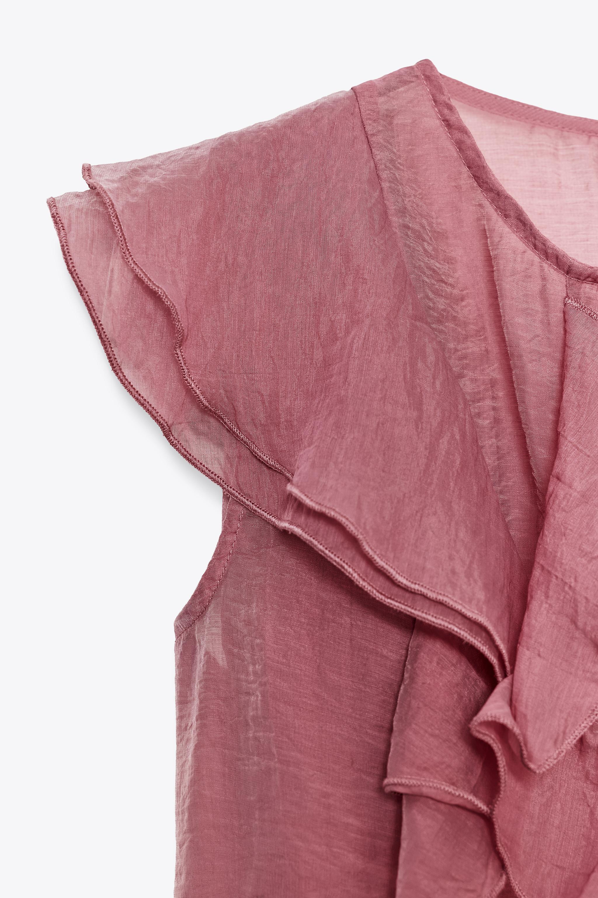 SEMI-SHEER RUFFLED TOP