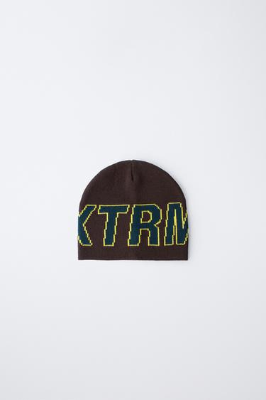 TEXT KNIT BEANIE SKI COLLECTION - Green by Zara