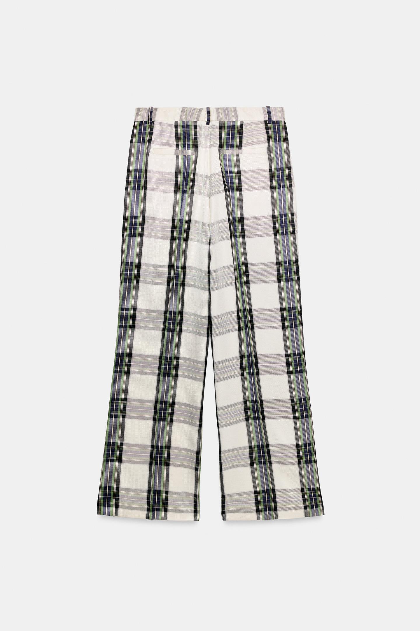 Женские брюки Zara ZW Collection Plaid Flowy, цвет: Экрю — фото 5