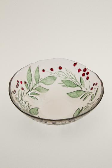 CHRISTMAS GARLAND GLASS BOWL — Green 2