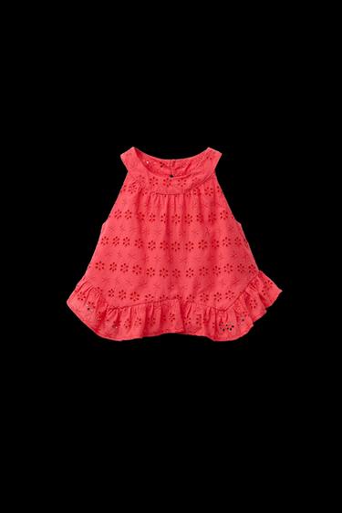 TOP BORDADO FLORES - Rojo de Zara - Imagen 0
