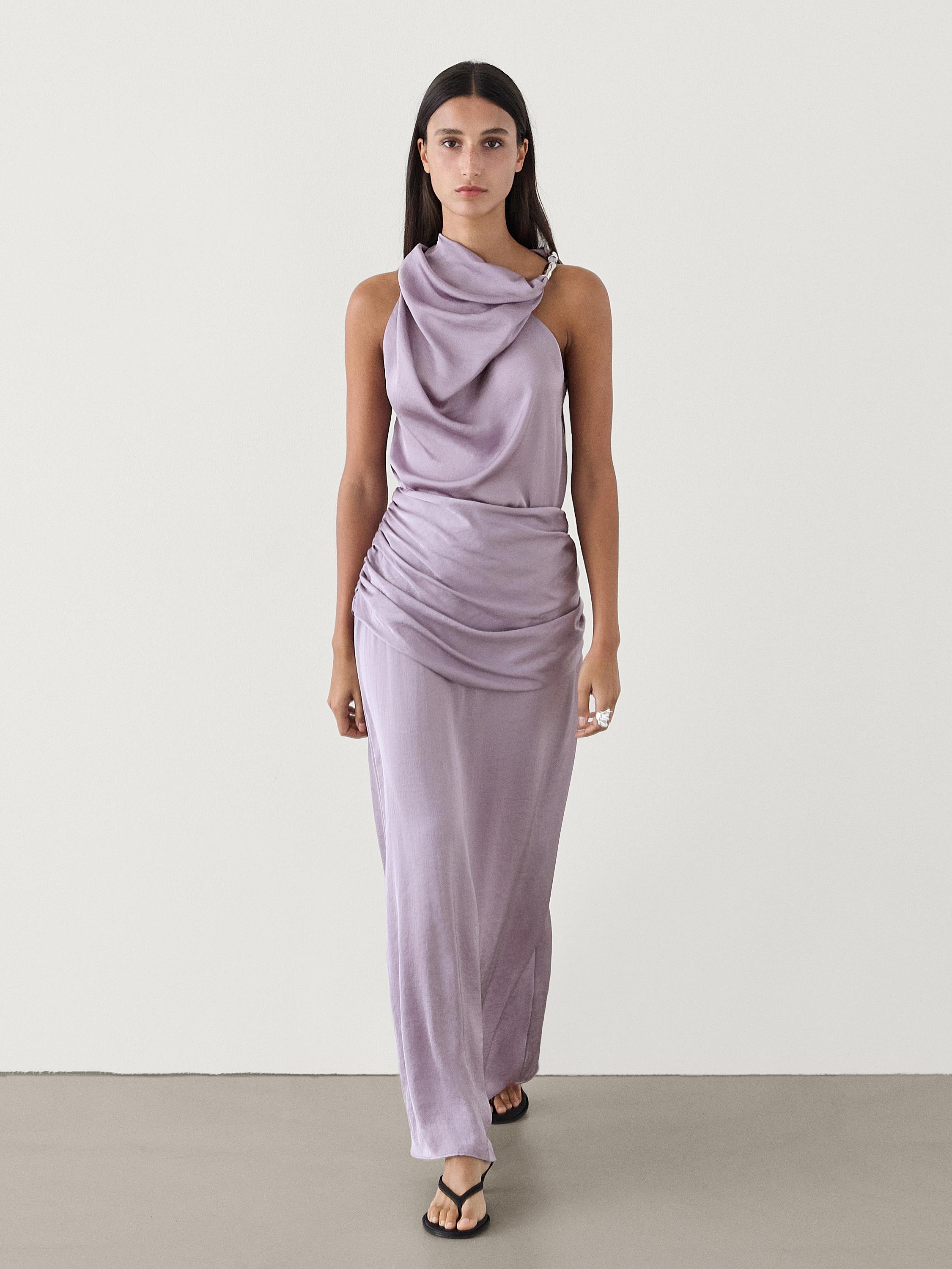 Jupe drapee a la taille Mauve clair ZARA Canada