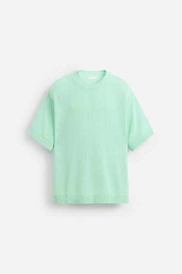 CAMISETA PUNTO ESTRUCTURA - Verde agua de Zara