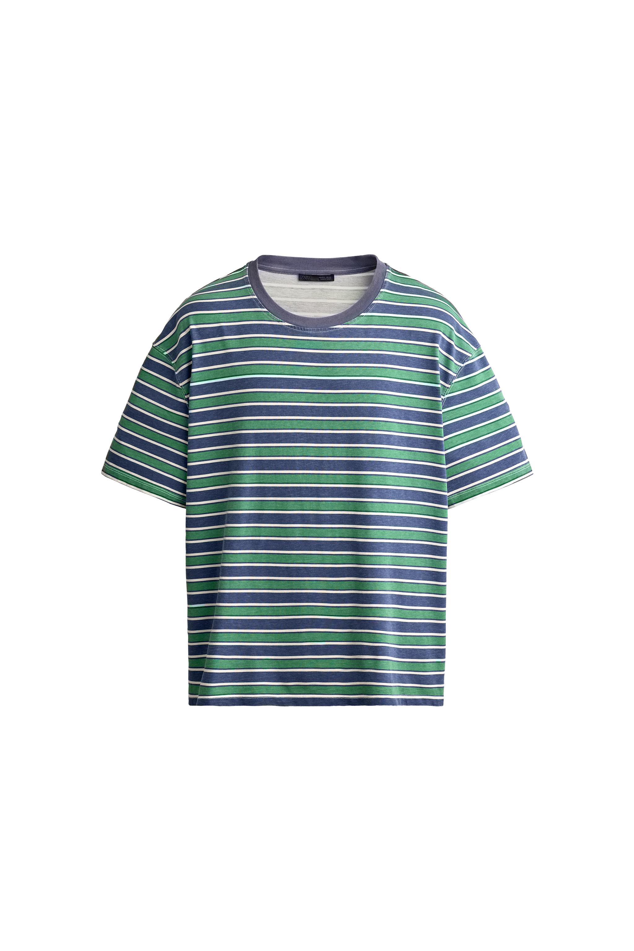 トップス vintageAbercrombie&Fitch striped T-shirt CROPPED FIT STRIPED T-SHIRT - Green | ZARA United States