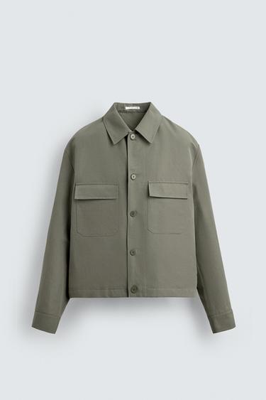 BOXY FIT OVERSHIRT WITH POCKETS - Light green by Zara