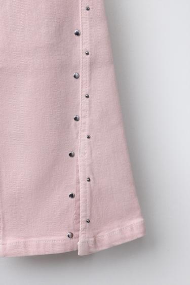 STUDDED BOOTCUT JEANS WITH VENTS - Pink / White by Zara