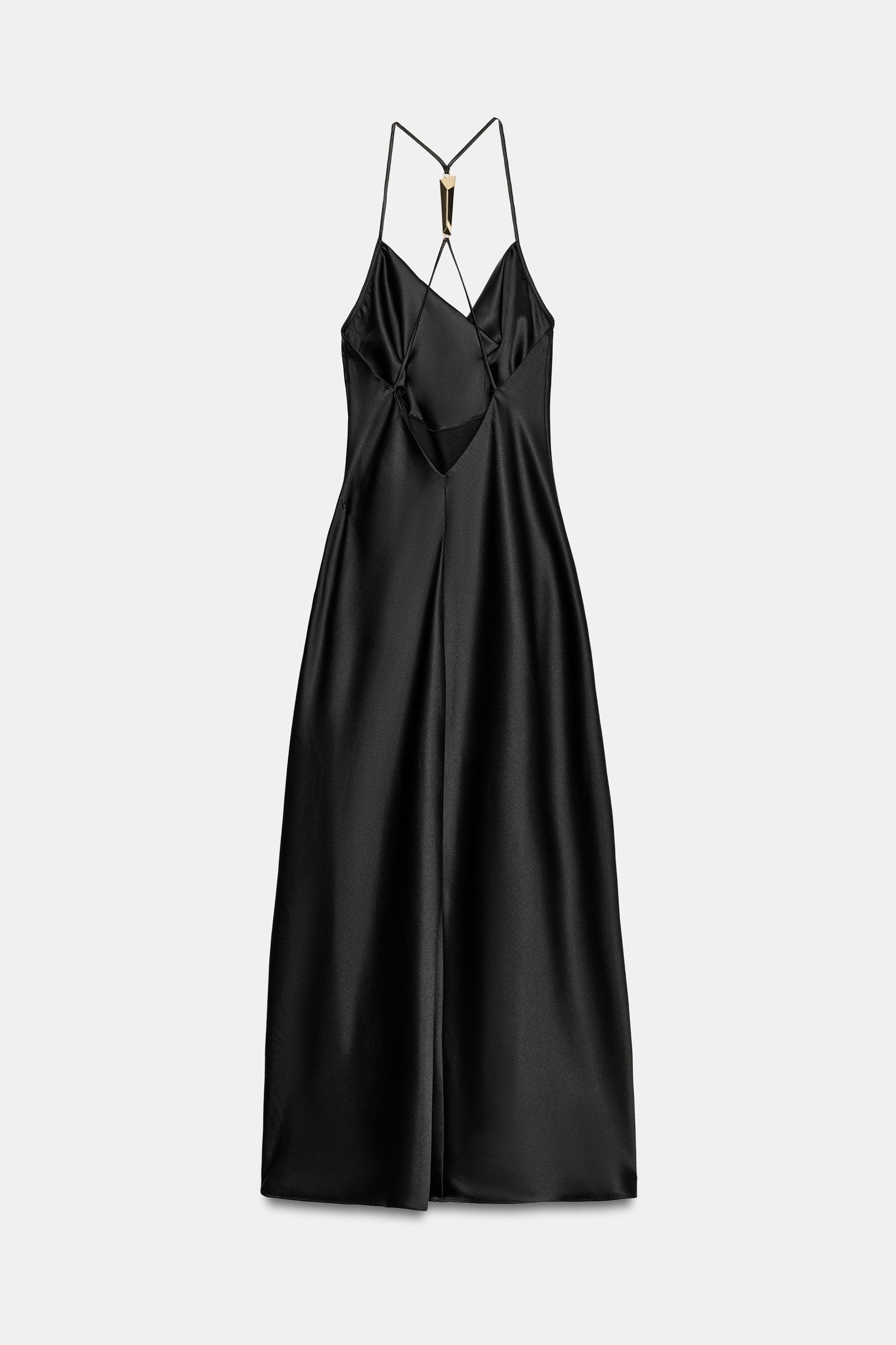 GOLDEN HARDWARE SATIN EFFECT DRESS - Black | ZARA United States