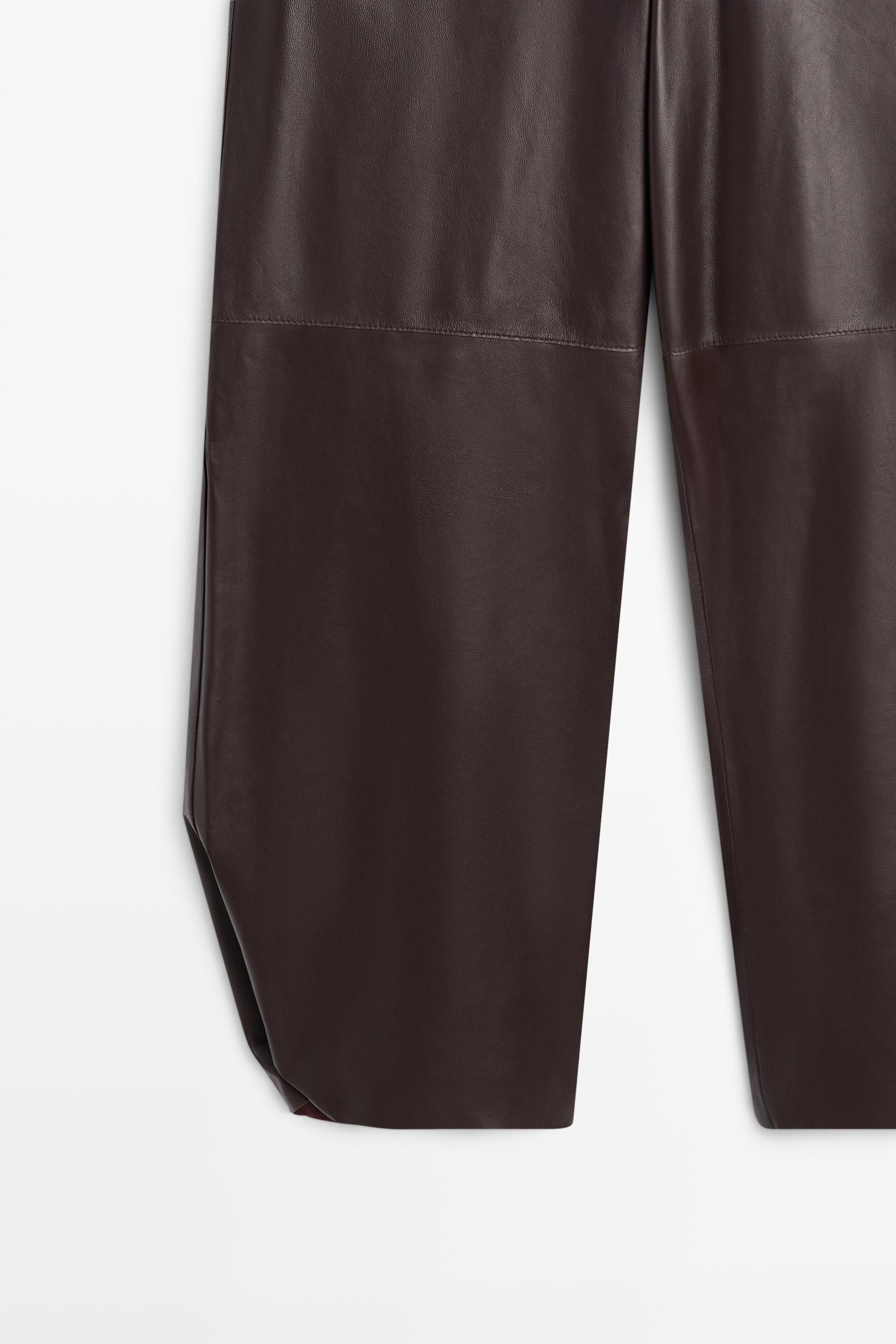 Pantalon barrel fit en cuir