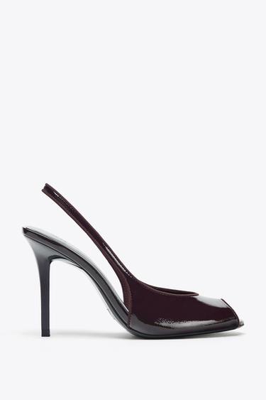 Zara PATENT EFFECT SLINGBACK SHOES - Brown - Image 0