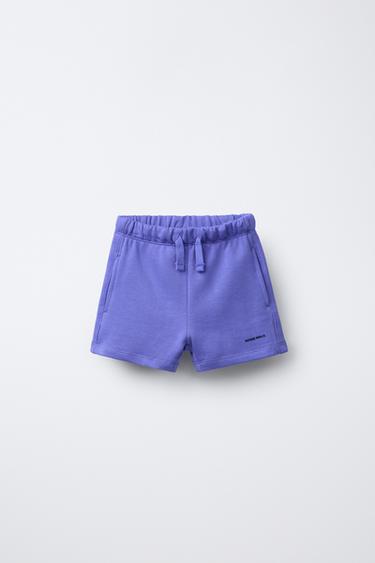 Zara PLUSH SHORTS WITH TEXT - Purple - Image 0