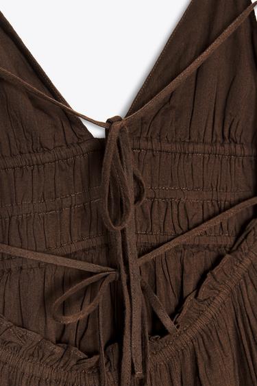 GAUZE MIDI DRESS - Brown by Zara - Image 9