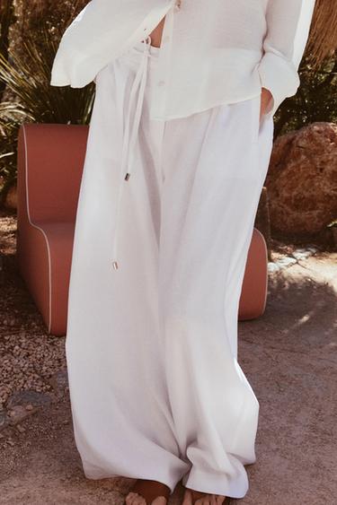 WEITE LEINENHOSE MIT GÜRTEL - Weiß von Zara