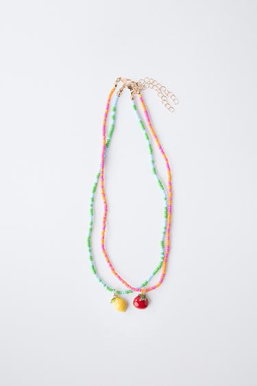 PACK OF TWO TOMATO AND LEMON NECKLACES - Red by Zara