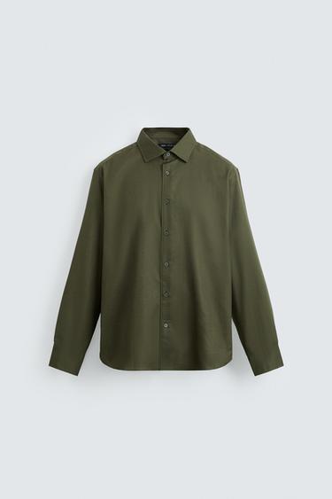 EASY CARE TEXTURED SHIRT - Dark khaki by Zara - Image 0